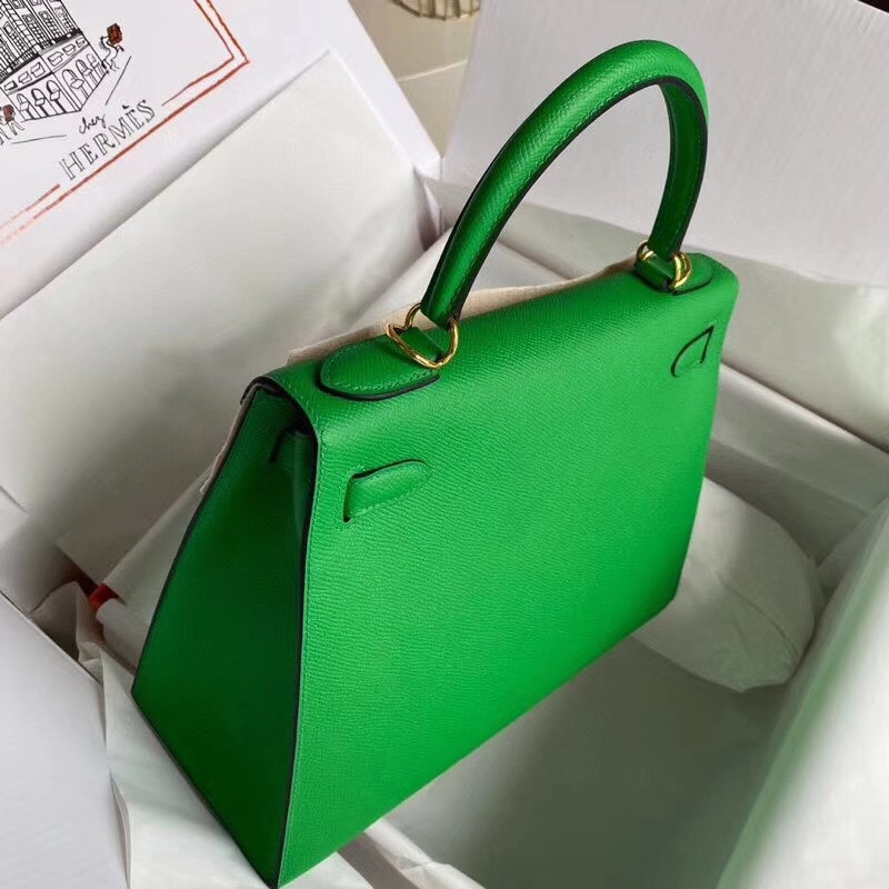 Hermes Kelly 28cm Handbag Shoulder Bag in Green Bombou Epsom Leather